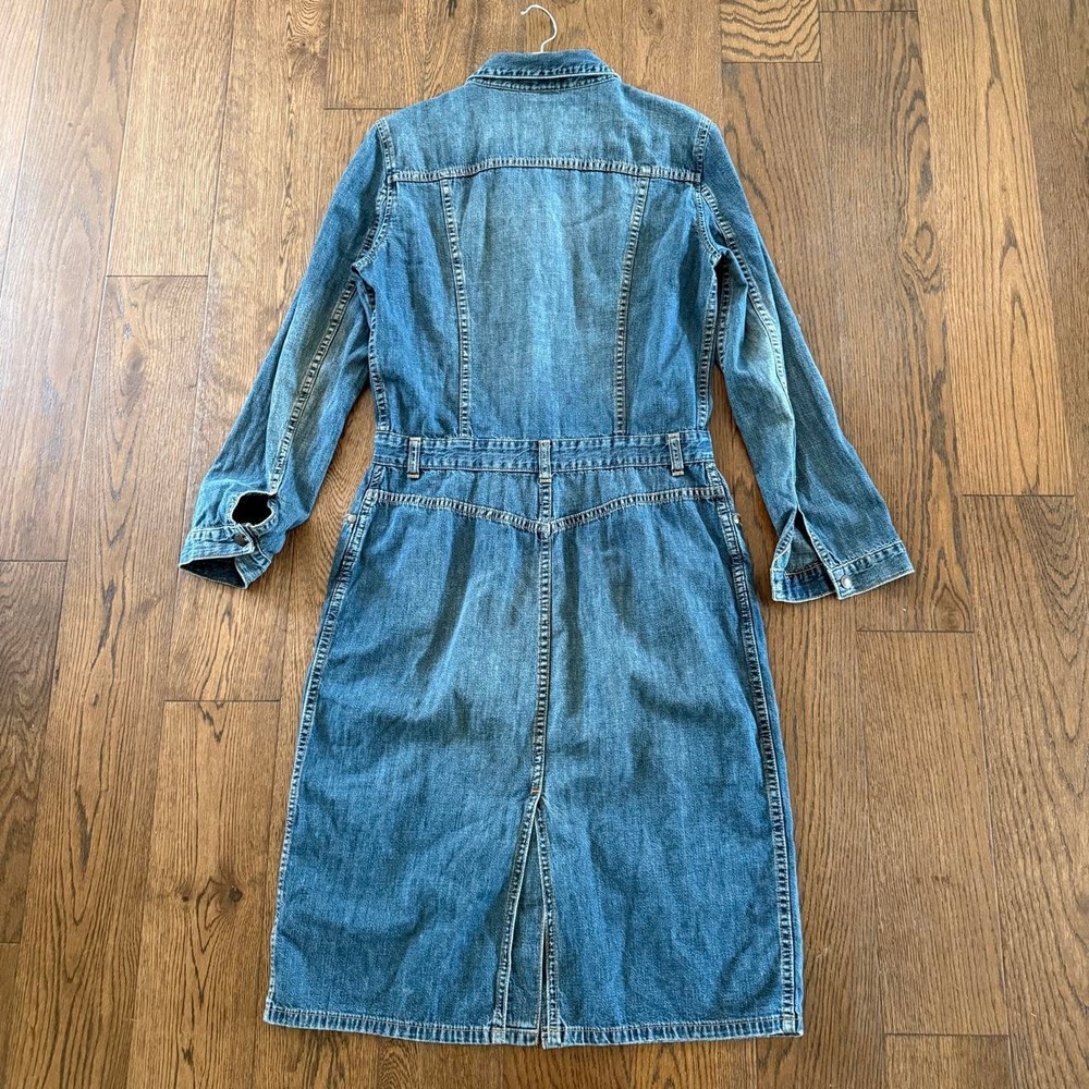 J.Crew Women's Denim Shirt Dress Size 8 Button Front Long Sleeve Midi Cotton - Picture 2 of 4